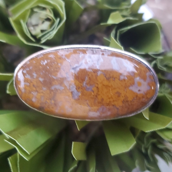 New Overzized Seam Agate 925 Silver Statement Ring. - Picture 13 of 16